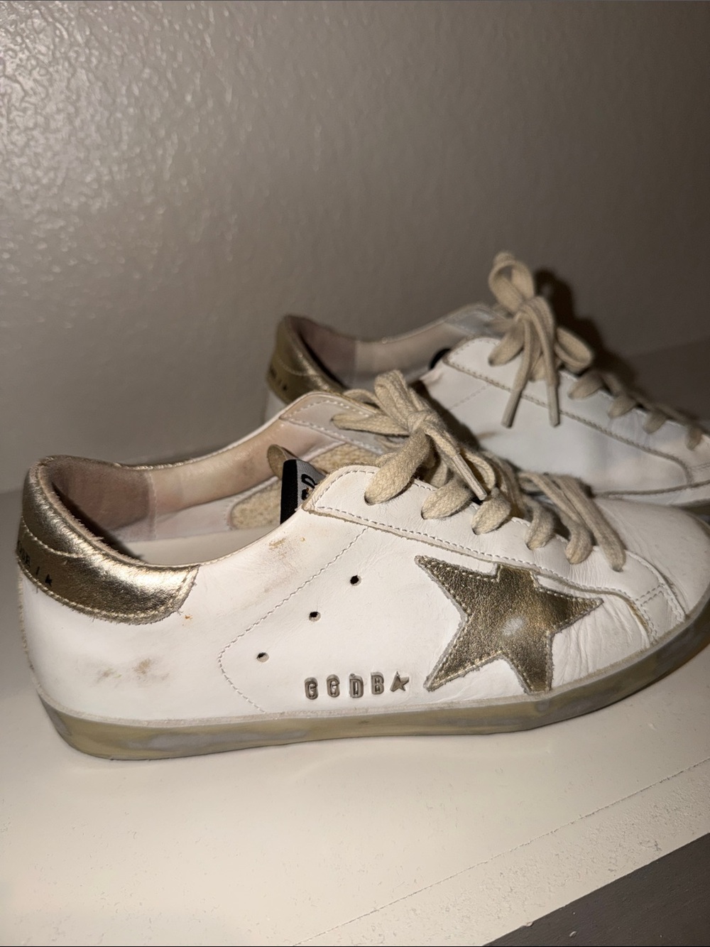 Golden Goose White Leather Sneakers with Metallic Gold Star